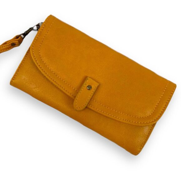 Isabella Wristlet Cell Phone Wallet Compact Purse Yellow Dust Vegan Leather NWT - Picture 9 of 14